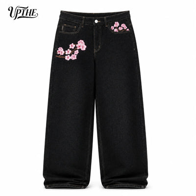 UP.THE Men Raw Black Baggy Wide Leg Jeans, Y2K Oversized | SAMAG