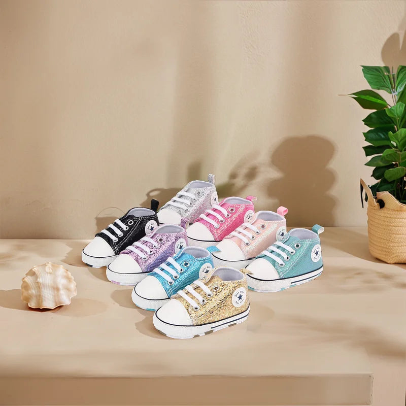 Baby Shoes High Quality Blingbling Canvas Sneaker Spring and Autumn Style Multiple Color Chioces 2024 New Baby Fashion D2479