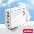 5 Ports 65W USB Type C Fast Charging Charger QC 3.0 Phone Adapter  For iPhone 15 Huawei Xiaomi Samsung EU/US Plug Wall Charger