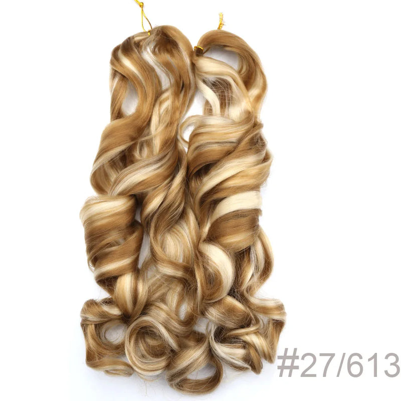 French Curly Crochet Braiding Hair Synthetic Loose Wave Ombre Braids Hair for Women  Spiral Curls Pre Stretched Hair Extensions