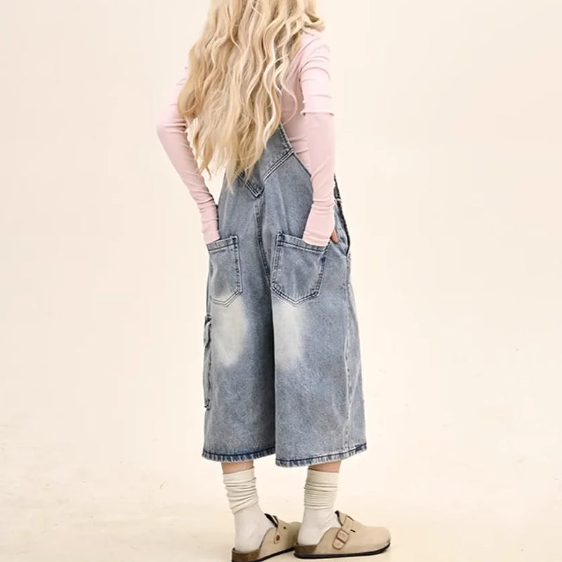 Y2K Aesthetic Cartoon Dog Embroidery Denim Overalls Women - View 3 | SAMAG