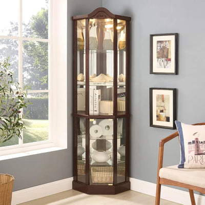 71.93''Tall Corner Display Cabinet with Lighted | SAMAG