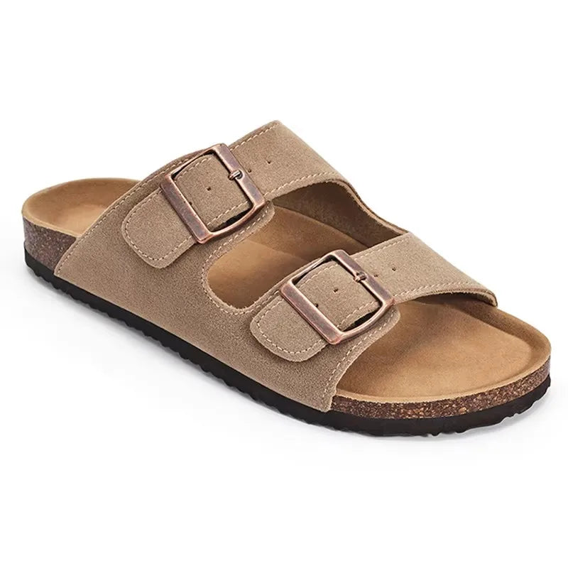 Litfun Classic Cork Clogs For Women Men Genuine Summer Clogs with Arch Support Cork Leather Home Mules Shoes Thick Beach Sandals