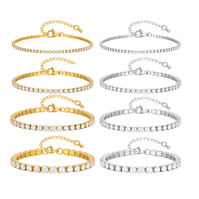 2/3/4/5MM Luxury Zircon Tennis Chain Bracelet for Women, Stainless Steel Dainty Jewelry Gift | SAMAG