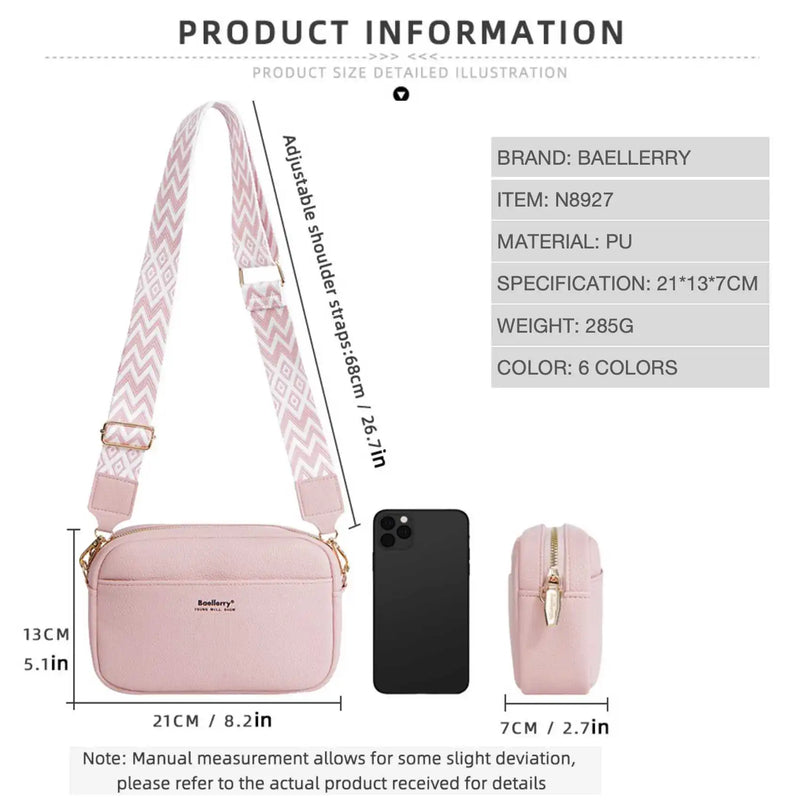 Solid Color Large Capacity Zipper Mobile Phone Bag Ladies Multifunctional Shoulder Crossbody Bag Fashion Casual Small Square Bag