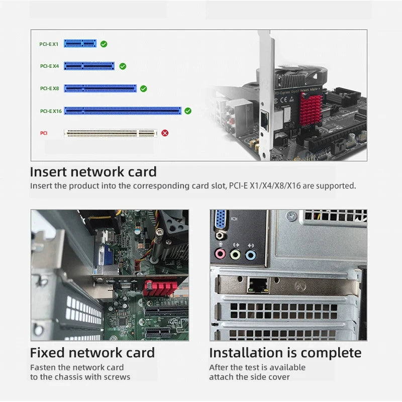 2500Mbps PCI - E To RJ45 I226 RTL8125B Network Card 2.5G Gigabit Ethernet 100/1000/2500Mbps For Desktop - Visuel 4 | SAMAG