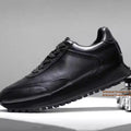 Men's Retro Running Sneakers Black Casual Lace-Up Walking Shoes with Thick Serrated Sole for Business Casual Shoes Men's Shoes