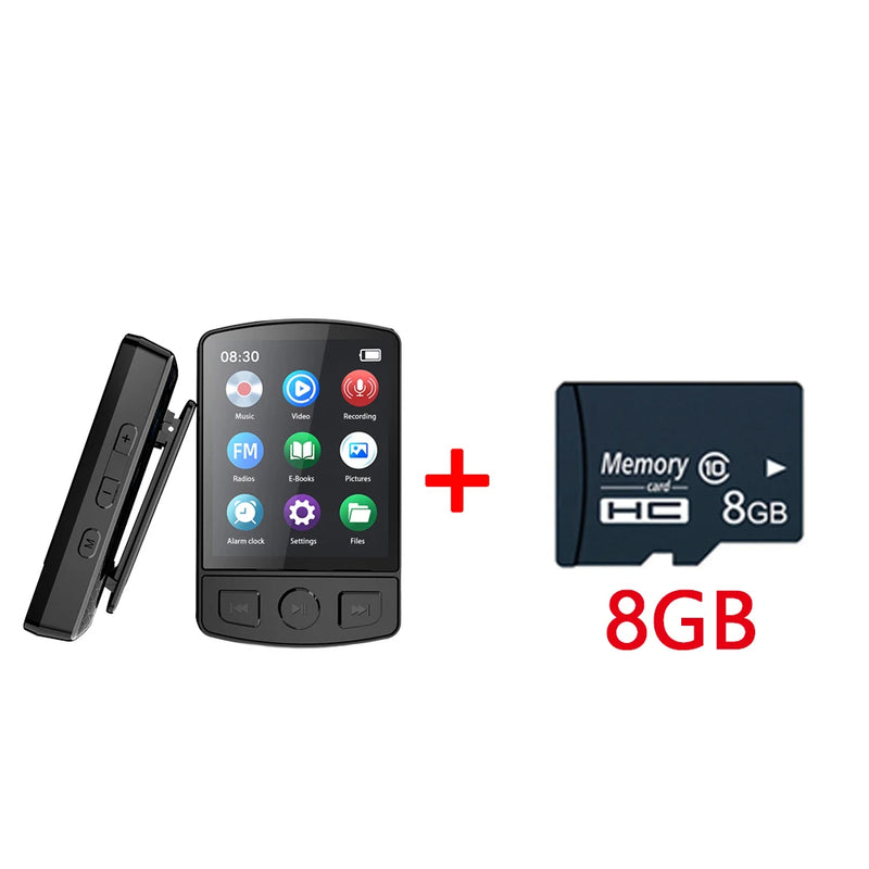 Portable MP3 Player Sport Clip Walkman HiFi Sound Bluetooth5.2 Student Walkman 1.8 Inch Screen with FM Radio E-Book MP3 Player