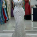 White African Prom Dresses Long Glitter Mermaid 3D Leaf Beaded Corset Evening Party Birthday Gown Special Occasions Customized