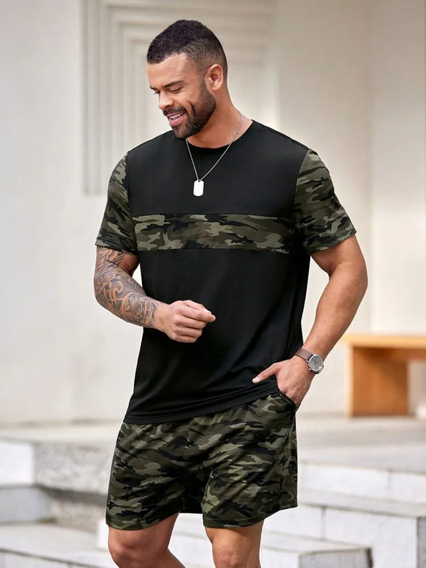 New Summer Vacation Leisure Daily 3D Men's Sports Wear Large Round Neck Short sleeved T - shirt Set Casual - View 4 | SAMAG