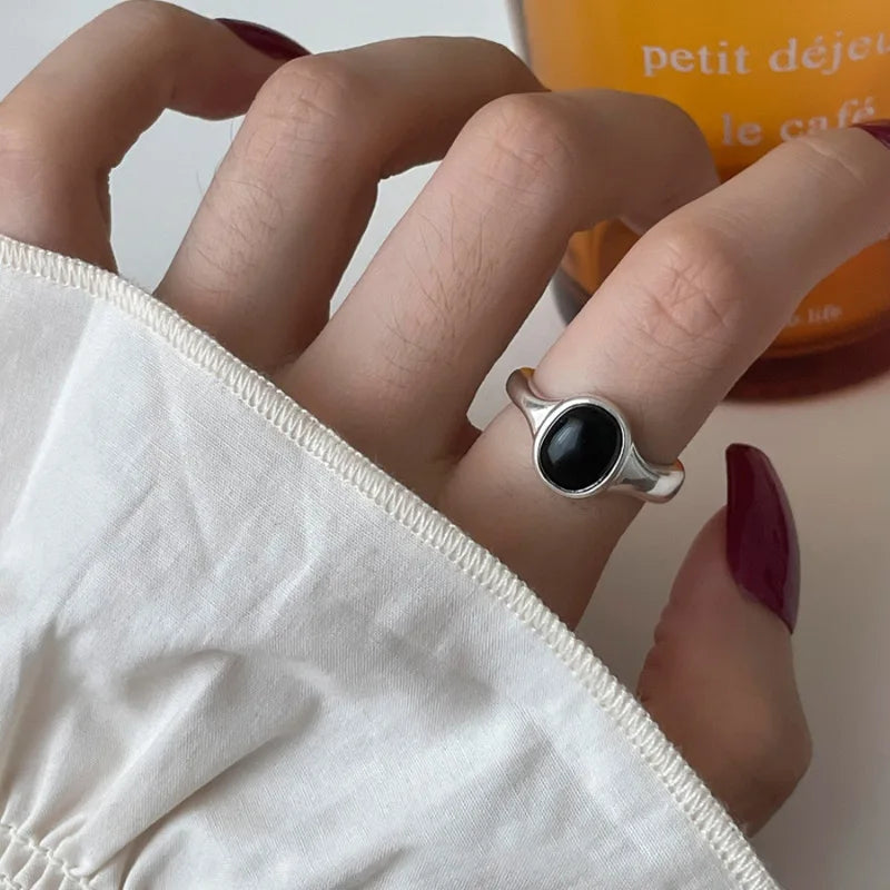 VENTFILLE 925 Sterling Silver Ring for Women Girl Gift Retro Open Trend Unique Design Geometric Asymmetric Jewelry Dropship