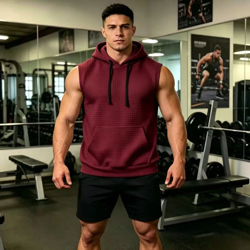 Men Hooded Sleeveless Shirt Casual Gym Tank Top Male Breathable Bodybuilding Vest Basketball Shirt Fashion Singlet Man Clothes