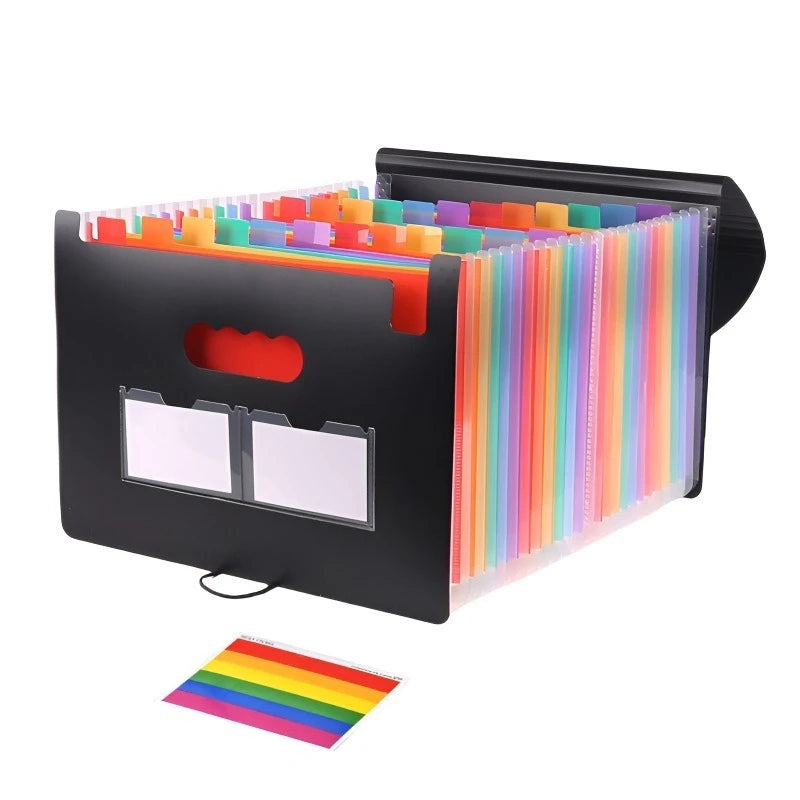 13/25/37 Grid Plastic Three Sided Sealed Hanging Rope Flip Organ Bag A4 Multi-Layer Folder Office File Storage PP File Bag