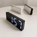 Modern Minimalist Voice-Control Alarm Clock, Black & White  Multi-Functional & Portable LED Mirror-Surface Digital Clock
