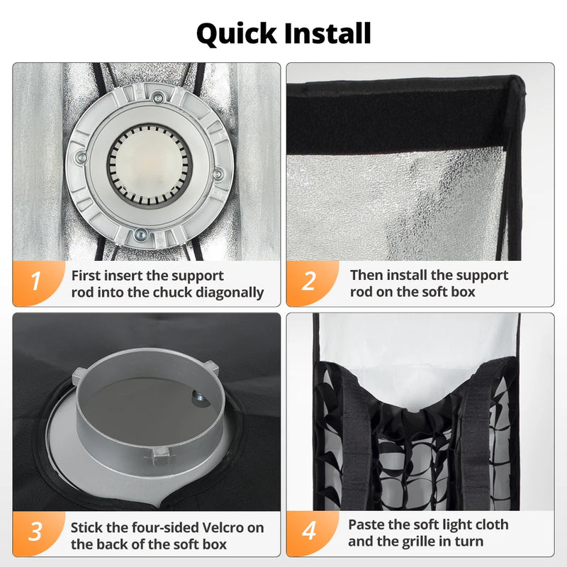 AMBITFUL Rectangle Softbox BW/FW 60*90/35*160cm Professional Soft Box Photography Light Effect Kit Matt Box With Honeycomb Grid