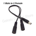 5.5mm*2.1mm 1 Female to 2 Male Connector Male to Female Plug DC Power Splitter Cable CCTV LED Strip Light Power Supply Adapter