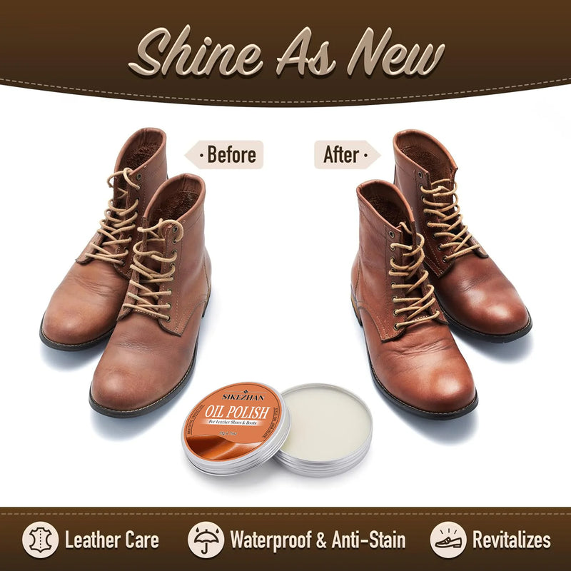Finest Leather Shoe Polish Oil – Premium Shoe Care Cream for Leather Shoes and Boots, Nourish Restore Shine Waterproof & Protect