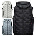 Men Autumn Winter Thickened Waistcoat Hooded Sleeveless Zipper Placket Vest Coat Down Vest Outwear Men's Iinsulated Vest
