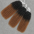 Premium Crochet Human Hair Brown Kinky Curly 100% Unprocessed Human Feather Human Crochet Hair Pre Looped #TB 30 Feather Crochet Hair Extensions Invisible Miracle Knots Crochet Boho Braiding Hair For Elegant Women
