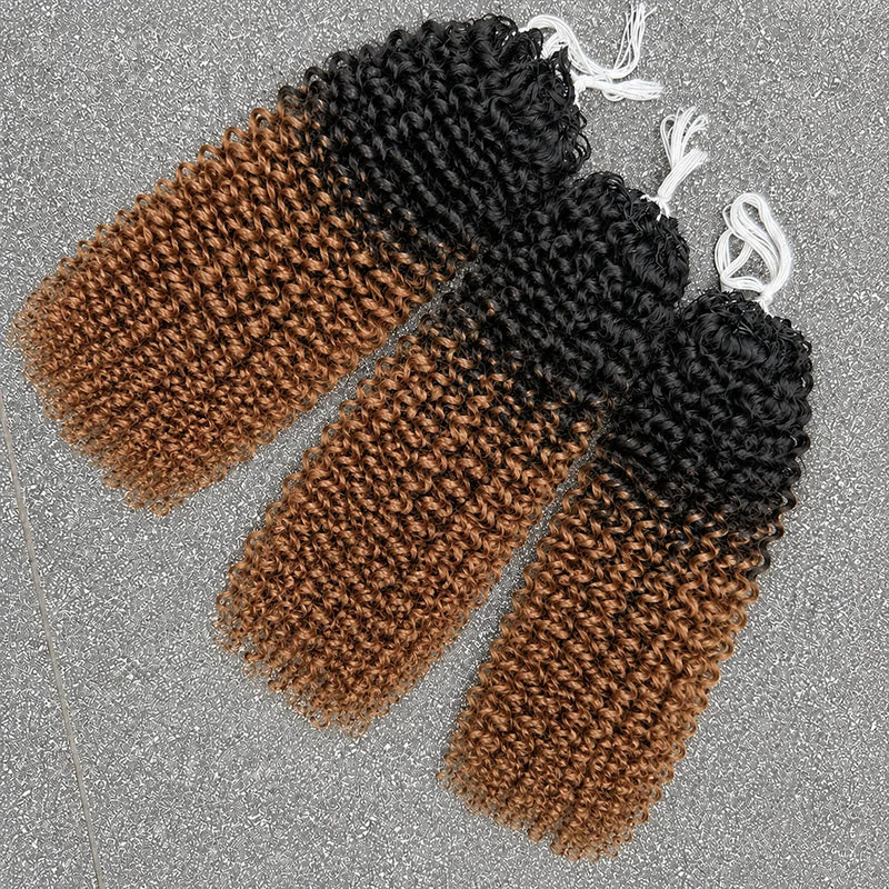 Premium Crochet Human Hair Brown Kinky Curly 100% Unprocessed Human Feather Human Crochet Hair Pre Looped #TB 30 Feather Crochet Hair Extensions Invisible Miracle Knots Crochet Boho Braiding Hair For Elegant Women