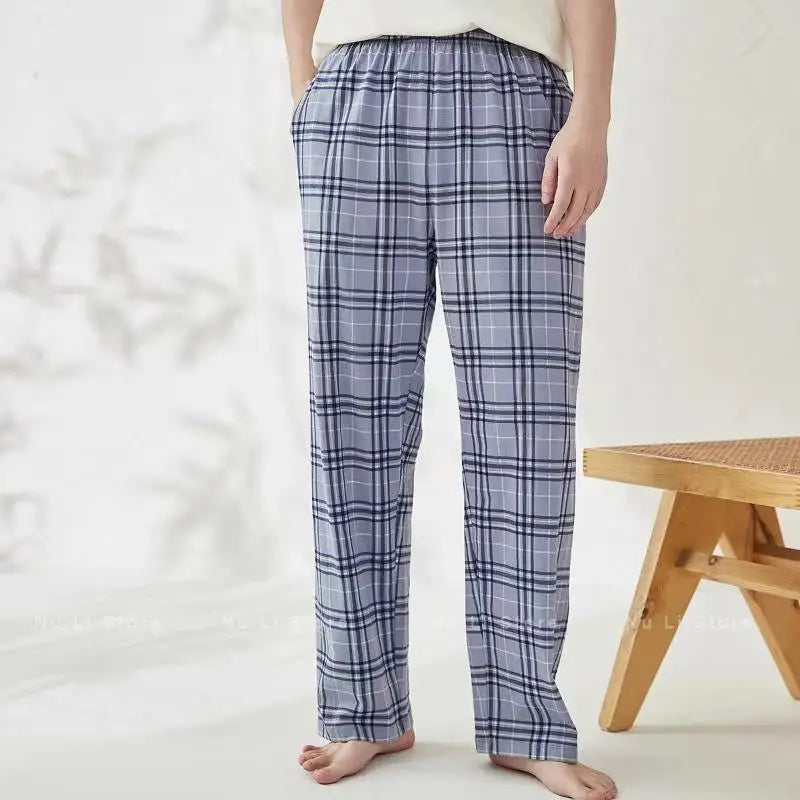 Men's Stylish Summer Pajama Pants, Thin Home Pants, Loose Breathable Air-Conditioned Pants with Elastic Waist