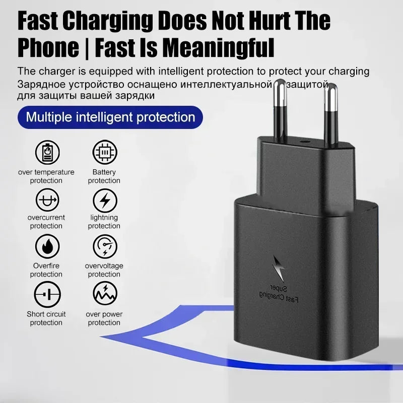 45W PD Fast Charging For Samsung S22 S23 Ultra Note10 Plus Mobile Phone USB Type C Cable Fast Quick Charging Wall Adapter