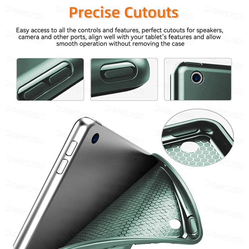 For iPad 10.2 Case 7/8/9th Generation Cover For 9.7 5/6th Air 2 Pro 11 1st/2nd/3rd/4th Air 4/5 10.9 Wake up from sleep funda