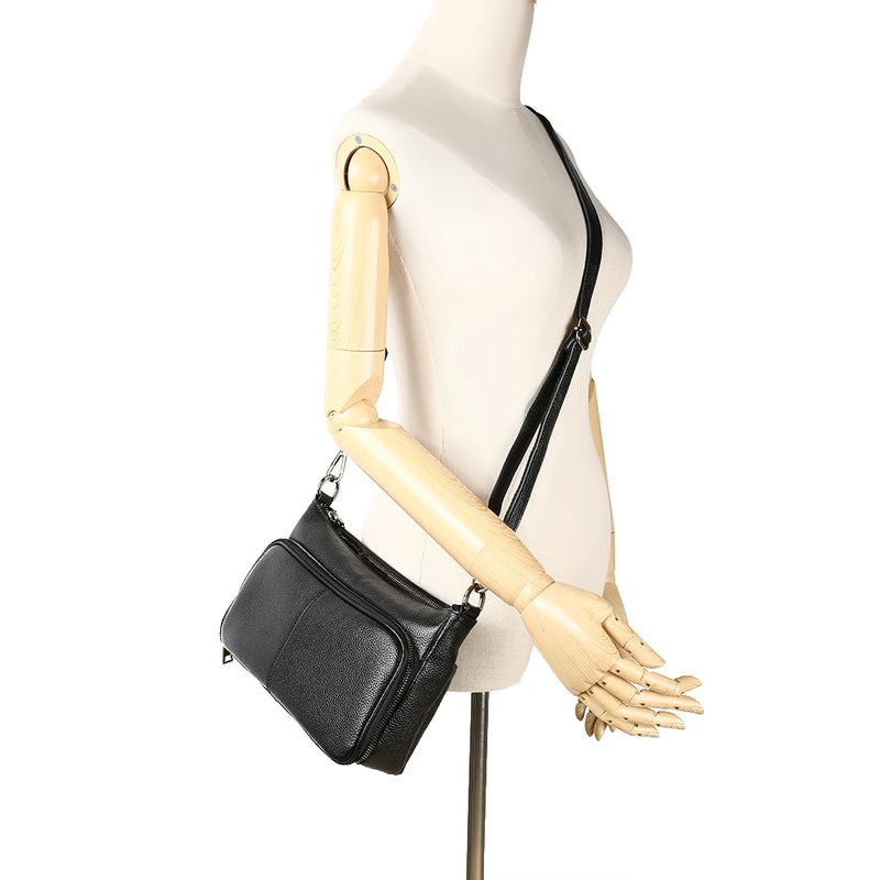 Zency Women's Handbag 100% Genuine Leather Ladies Shoulder Crossbody Messenger Bag Fashion Hobos Black High Quality