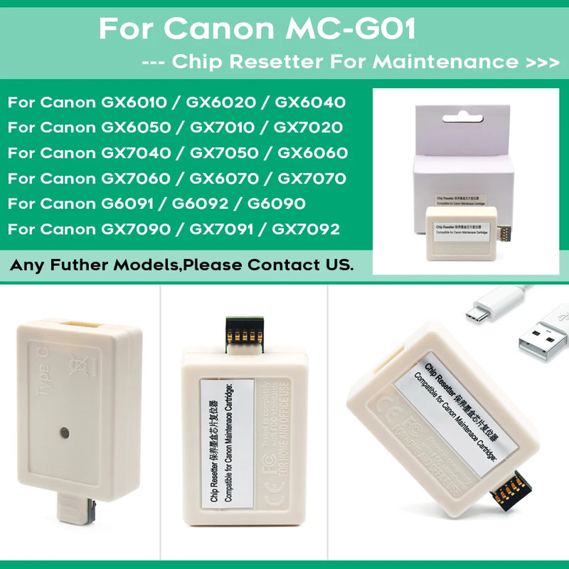 MC-G01 Maintenance box chip resetter For Canon GX7010 GX7020 GX7030 GX7040 GX7050 GX7060 GX7070 GX7080 GX7090 GX7091 GX7092