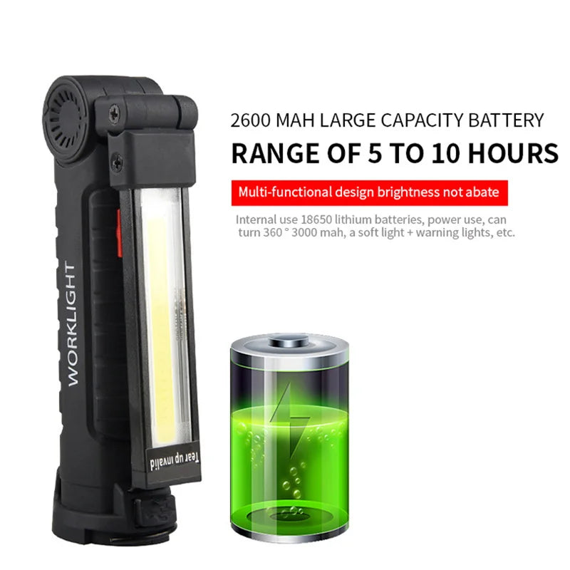 5 Modes USB Rechargeable Flash Light COB Torch Tail Magnet Work Lights Portable Camping Lantern LED Working Lamp Flashlight