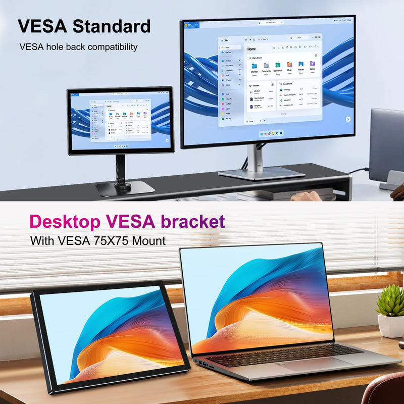 Unew 11 inch Portable Touch Monitor | 2.5K IPS, WQXGA, 350cd 92% NTSC USB-C/HDMI, VESA 75x75mm & Stand, For Mobile Phones Laptop