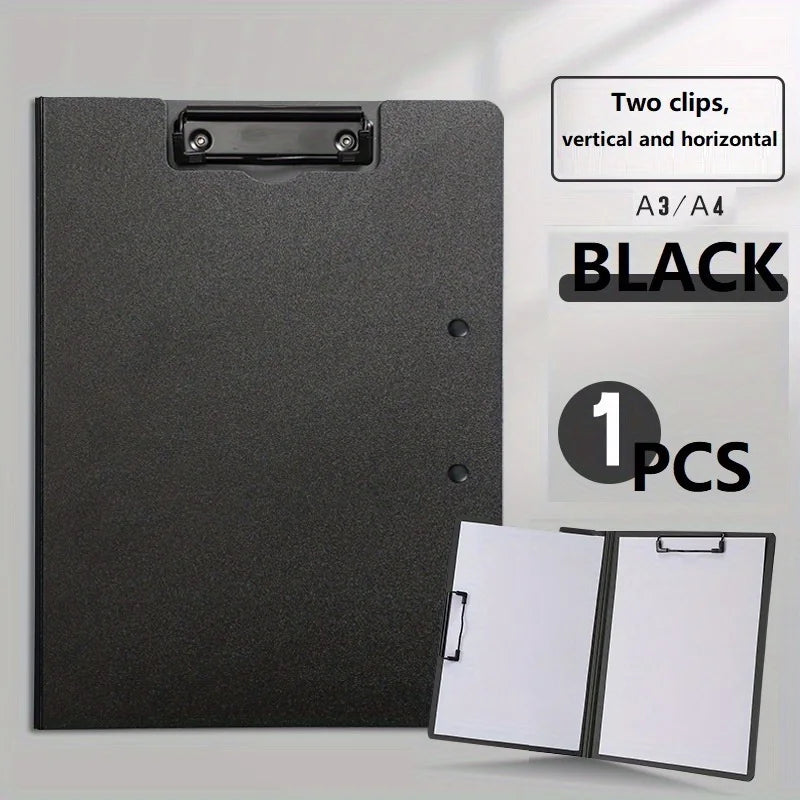 1pcs A4 Profile Clipboard Double Clip Clip Board 100 Sheets Office Documents Organizer Writing Pad Paper Storage A4 File Folders