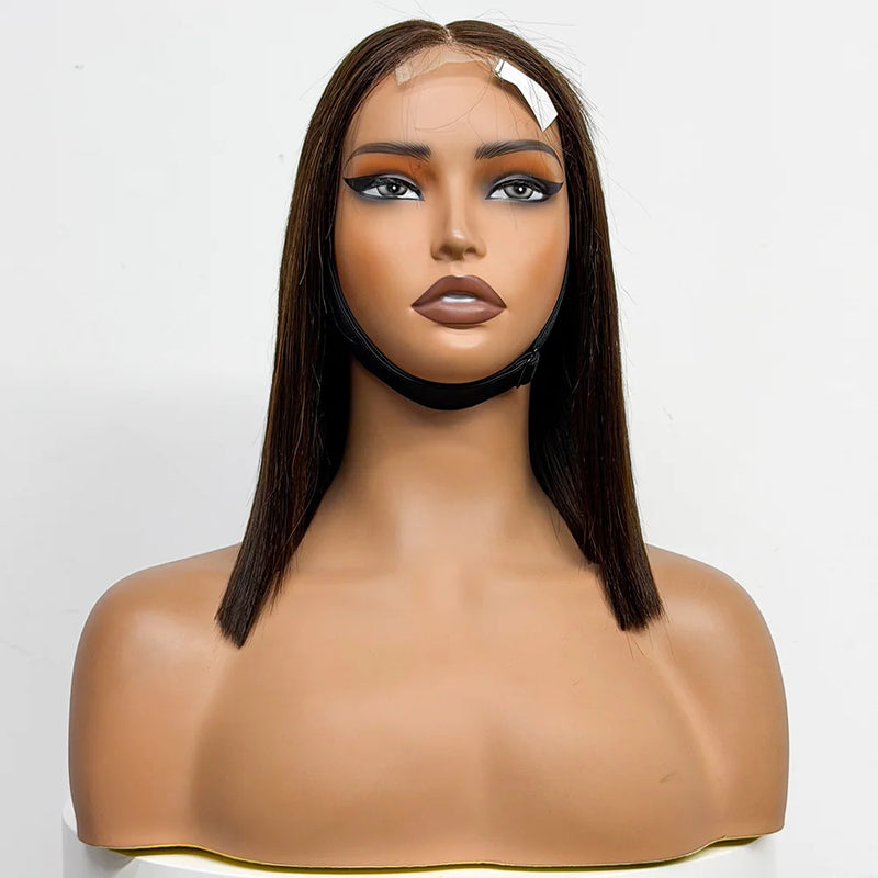 250% Density Bob Straight Human Hair 2X6 Transparent Lace Closure Frontal Human Hair Wigs 100% Human Hair Ginger 99J Colored Wig