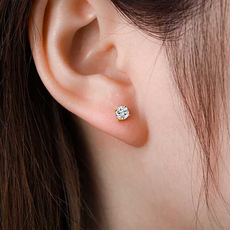 ESKEEM Moissanite Stud Earrings for Women Men D Color VVS1 Round Cut 925 Sterling Silver 18K Gold Plated - Visuel 6 | SAMAG