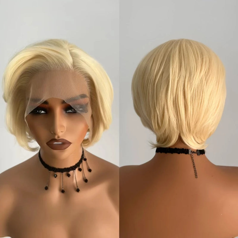 Short Bob Wig Brown Synthetic Lace Front Wigs For Women Pixie Cut Hair Bob Lace Wig Black Wig Sliver Grey Wig Cosplay Daily Life