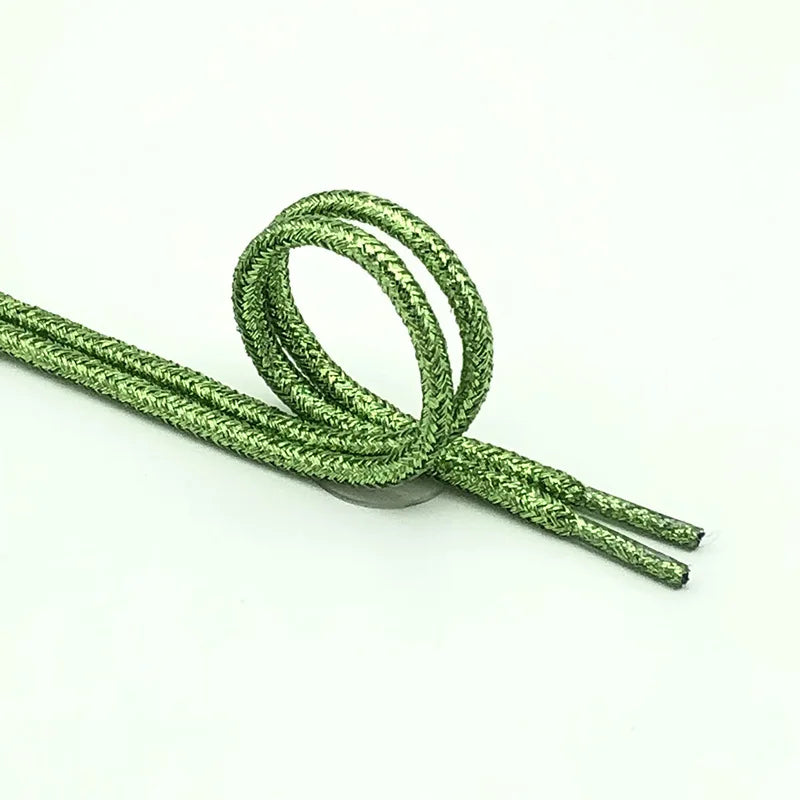 New Round Shiny Metallic Glitter Shoelaces Gold Silver Silk Shoe Laces Sports Canvas Casual Colorful Rainbow Gradient Shoelace