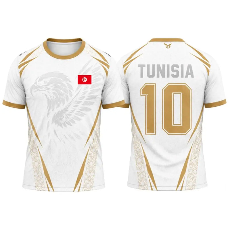 Tunisia Flag Print Jersey Men Outdoor Sports Soccer Training Uniform Men's And Women's Quick Dry Breathable O-neck Short-sleeved