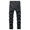Men's Black Jeans for Spring and Fall, Checkered Print | SAMAG