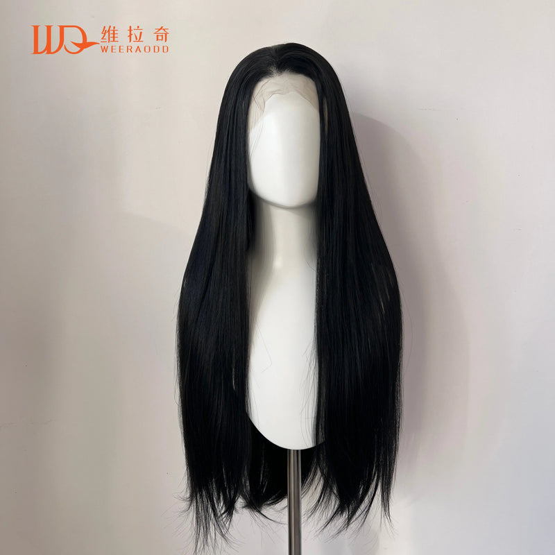 Light Blonde Color Synthetic Full Lace Wigs for Black Women Heat Resistant 26 Inch Long Straight Full Hand Tied Free Part 150%