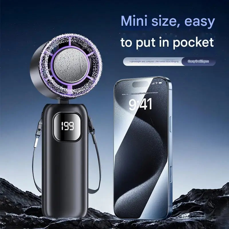 JPNPL 3000mah Electric Fan Portable Turbo Fan Rechargeable Cooling Handheld Desktop Dual-Purpose Air Conditioner for Camping