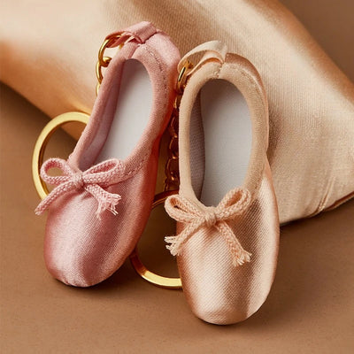Mini Ballet Pointe Shoe Keychain Satin Ballerina Key Ring | SAMAG