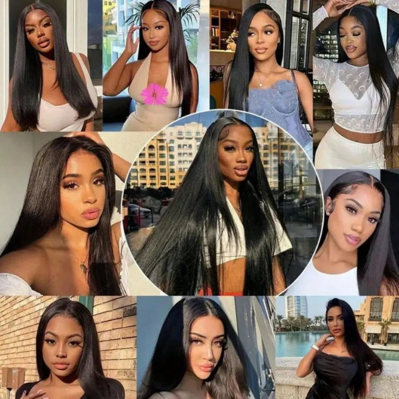 13x4 13x6 HD Transparent Lace Front Wigs Brazilian Straight Human Hair 250% Full Density Pre Plucked Natural Hairline Baby Hair Soft Wigs for Women