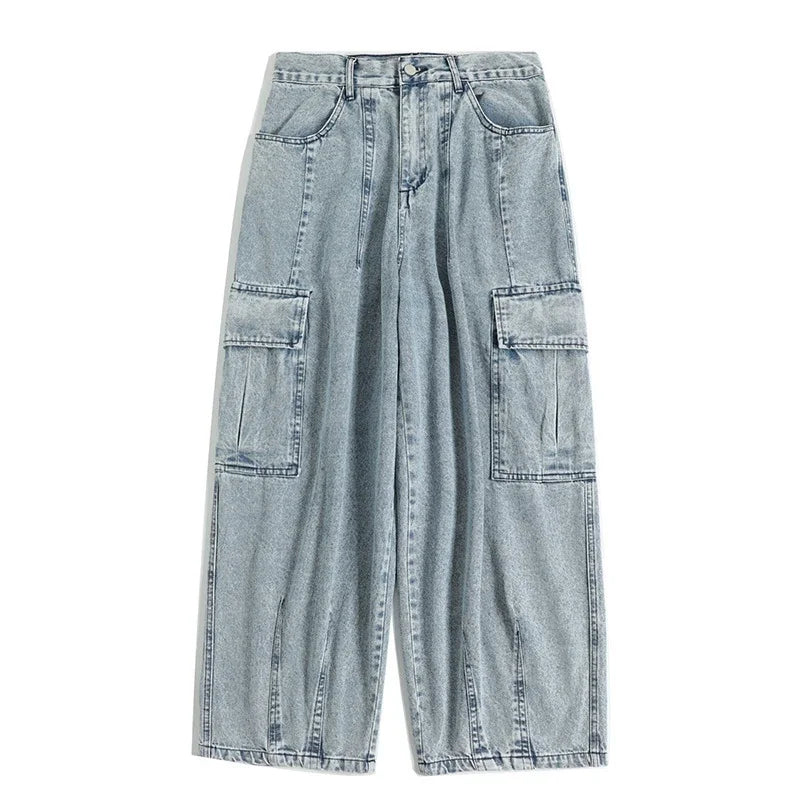 Baggy Jeans Trousers Male Denim Pants Black Wide Leg | SAMAG