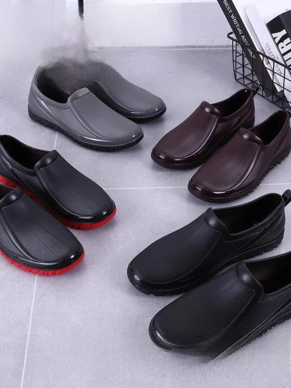 Men's Rain Boots Short Tube Anti-slip Waterproof Kitchen Shoes Work Shoes Fishing Shoes Construction Wear Resistant Rubber Shoes