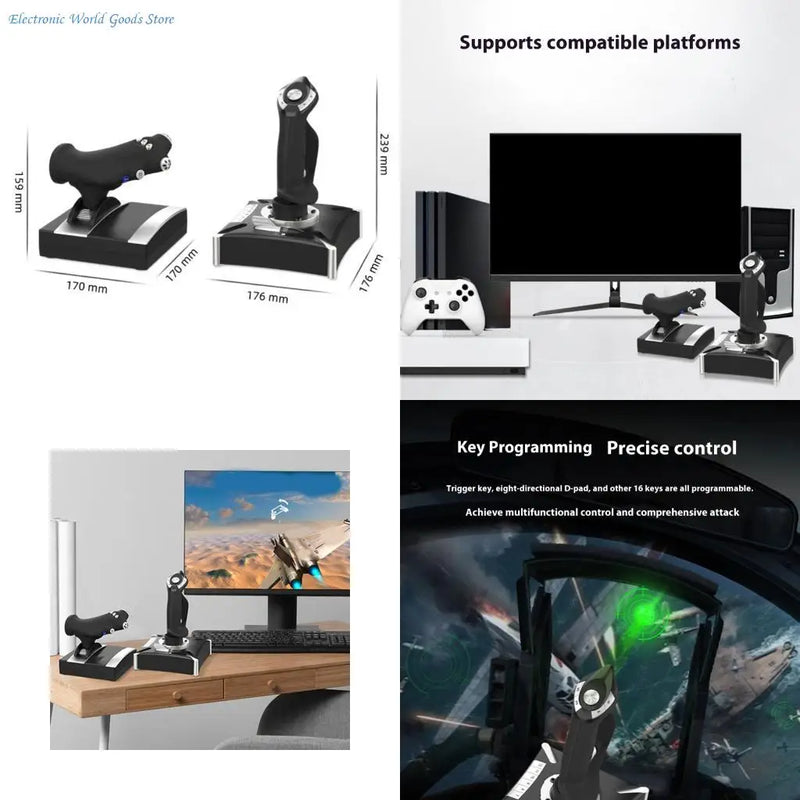 Vibration Feedback Flight Simulators Joystick Customizable Button Ergonomic Grip High Accuracy Flight for PXN 2119