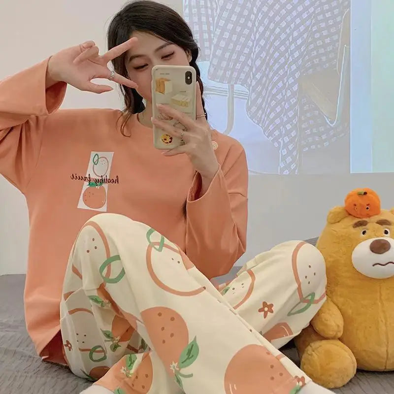 Spring and Autumn New Women's Pajamas Homewear Suit Girls | SAMAG