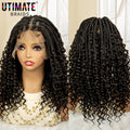 14 Inches Short Burgundy Box Braided Wigs Full Lace Synthetic Boho Braids Wig for Women Ombre Color Braided Wigs