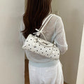 Polka Dot Top Handle Bag with Star Charm Y2k Daily Carry Purse Large Capacity Boston Bag for Women Commute Travel Everyday