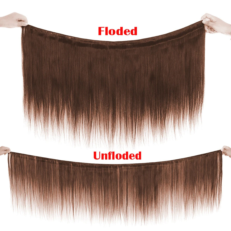 Straight  Chocolate Brown 1/3/4Human Hair Bundles Deal  Human Hair Weaving Wefts Remy Human Hair Extensions for Women  100 G/Pcs