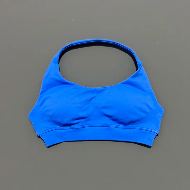 Sports Bra Women Seamless Yoga Halter Bra Top High Support Open Back Bra Fitness Push-up Activewear Workout Gym Underwear